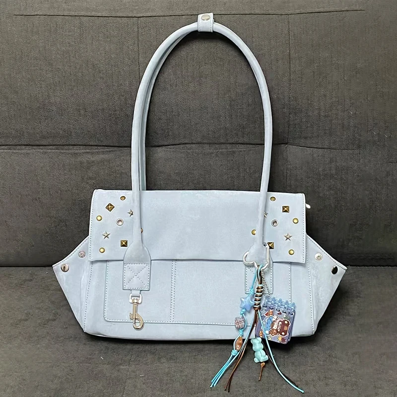 

Vintage Studded Shoulder Handbag Women Star Rivet Design Tote Bag Casual Structured Tote Bag Daily Commute Street Style Flip Bag