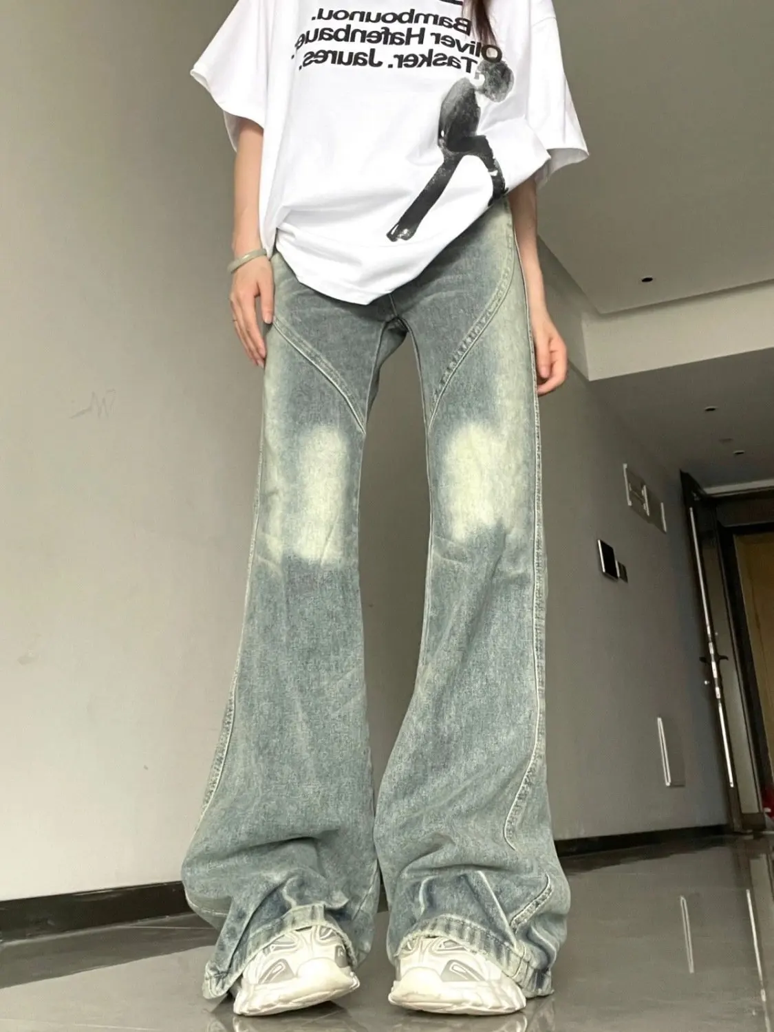 Women'S Palazzo Jeans Thermal Winter Warm Fleece Lined Thickened Cozy Plush Velvet Soft Comfortable Heavy Full Length Winter