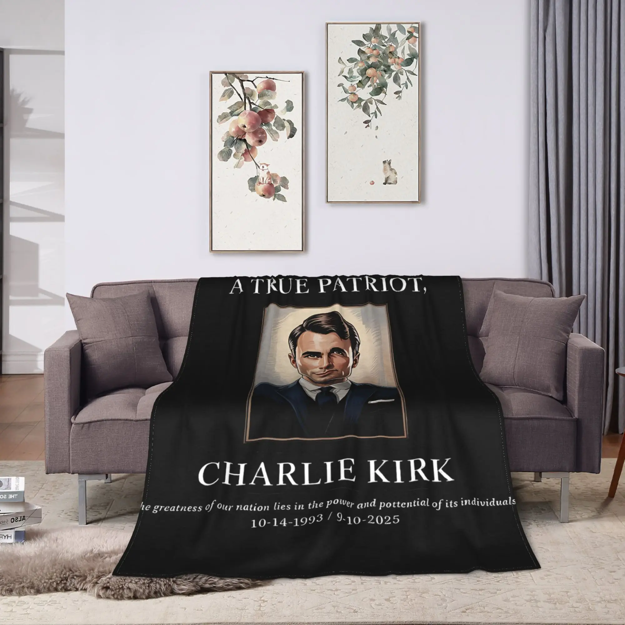 Charlie Kirk (6) Flannel Blanket  Soft Durable Bedding Throws for Outdoor Picnic Comfortable Bedspread Sofa Bed Cover