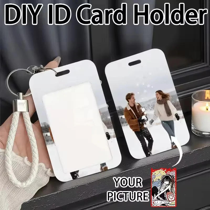 Photo DIY Customization Business Work ID Name Card Holder Case With Lanyard String Student Bus Card Sleeve Cover Gift For Friend