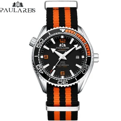 PAULAREIS P Brand Classic Luxury Men's Automatic Watch Nylon Strap Mechanical Wristwatch Waterproof Luminous Calendar Watch