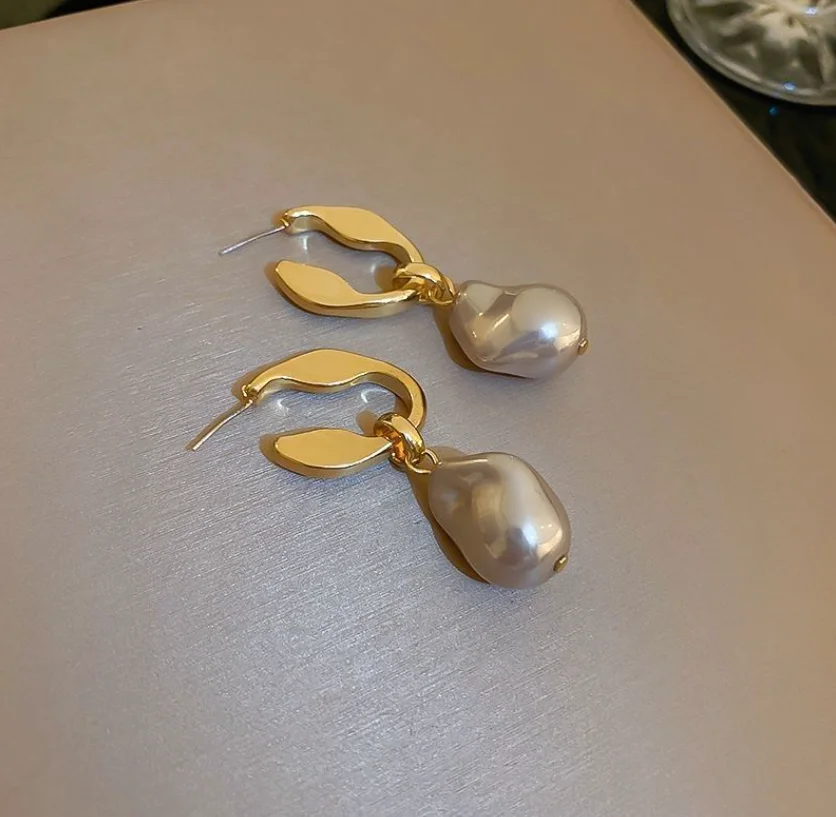 S925 silver needle copper irregular Jane Baroque beads Vintage Earrings for women Fashion Jewelry