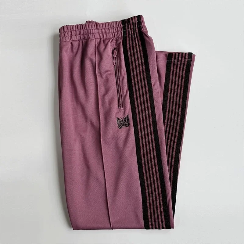 2024ss Butterfly Embroidery Mens Pants 1:1 High Quality Stripes Womens Straight Pants With Tags Tracksuit Set