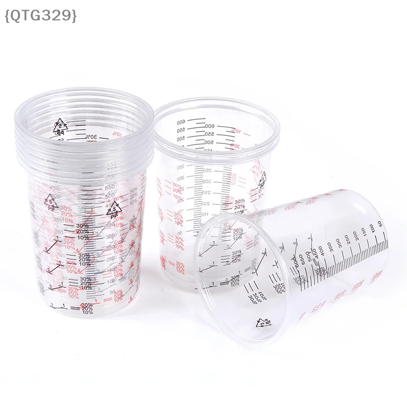 10 Pcs 600ml Paint Mixing Cups, Heavy-Duty Plastic Calibrated Pot for Automotive Industrial Painting, Thick Wall