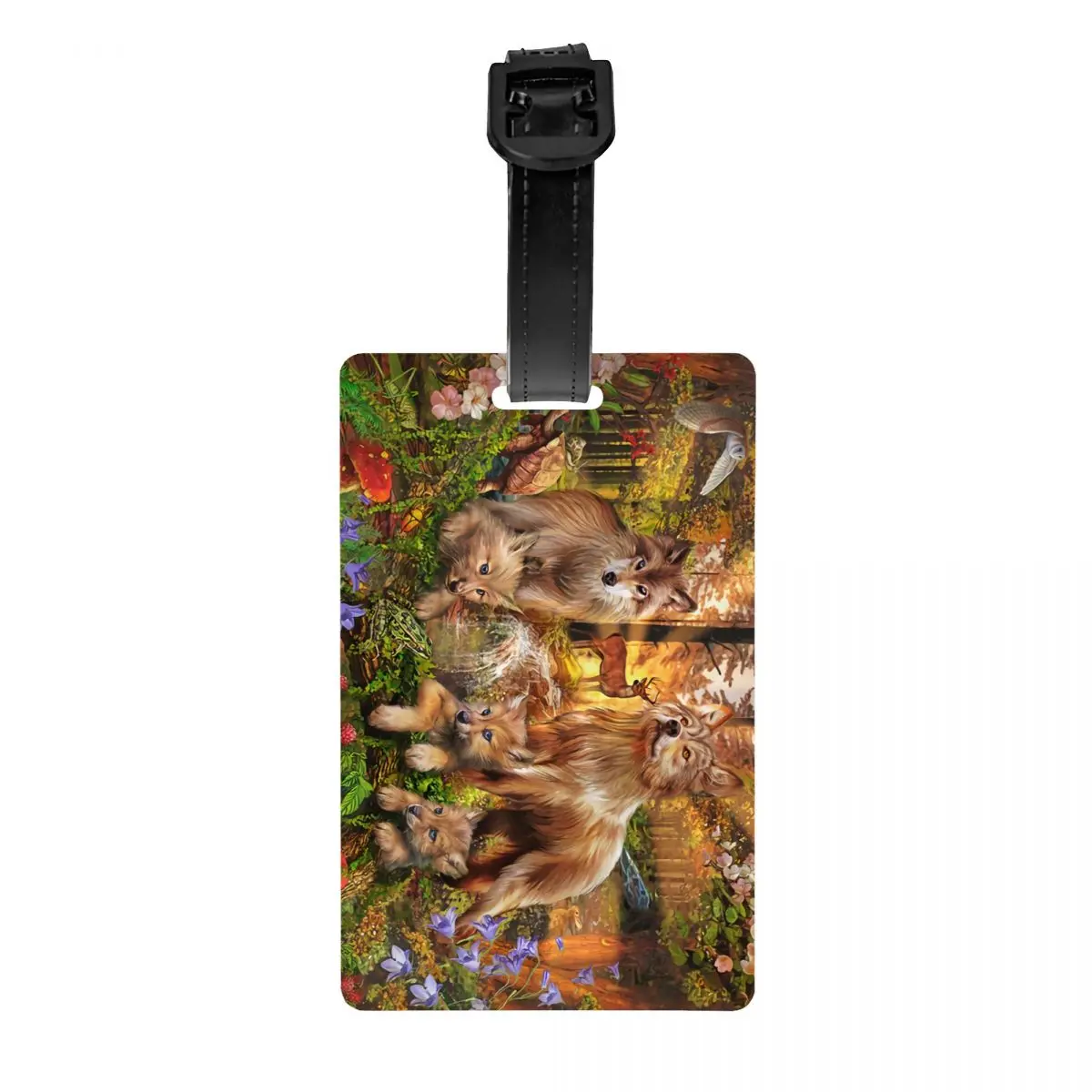 Custom Wolf Forest Family Luggage Tags for Suitcases Privacy Cover Name ID Card