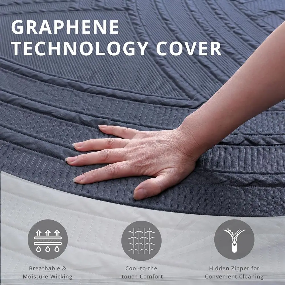 14 مرتبة من إسفنج الذاكرة المطلي بالنحاس مقاس XL، متوسطة الثابتة مع غطاء تبريد، تخفيف الضغط، CertiPUR-US، صنع في الولايات المتحدة الأمريكية