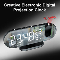 1Pc Led Digital Projection Alarm Clock Table Electronic Alarm Clock with Projection Fm Radio Time Projector Bedroom Bedside Cloc