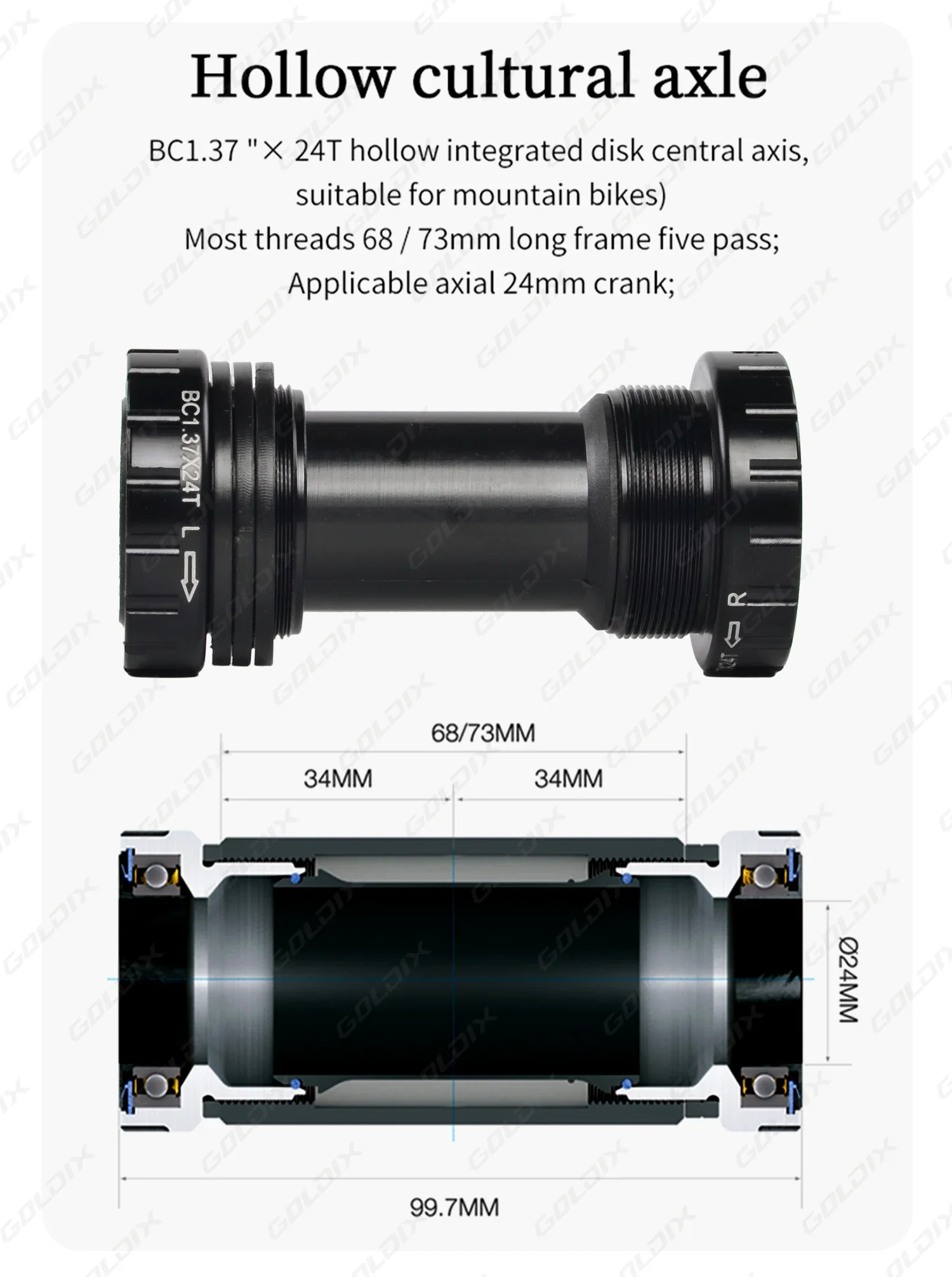 GOLDIX 3-Bolzen-Direct-Mount-MTB-Kurbelgarnitur 165/170/175mm Legierungs-Schmiedekurbelarm Schmal-Breit-Kettenblatt Mountainbike-Fahrradteile – Detail 13