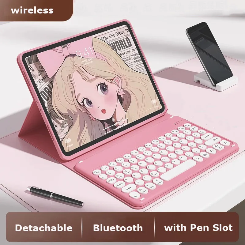 

Bluetooth Keyboard for Tecno Megapad 11 T1101 11inch 2025 Smart Round Capkeys Wireless Magnetic Keyboard with Bluetooth Mouse