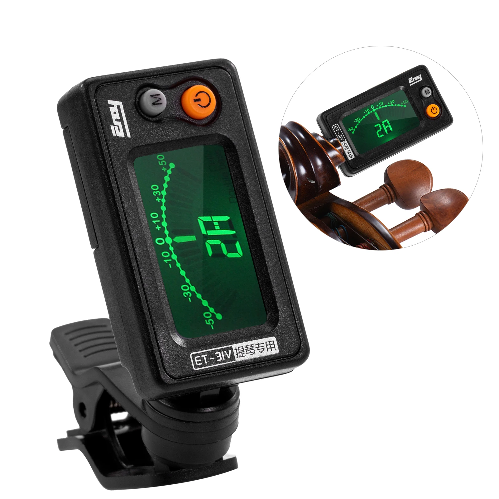 ET-31V Multi-function Clip-on Tuner Automatic Tuning Mode for Violin Viola Cello Double Bass Chromatic with LCD Display