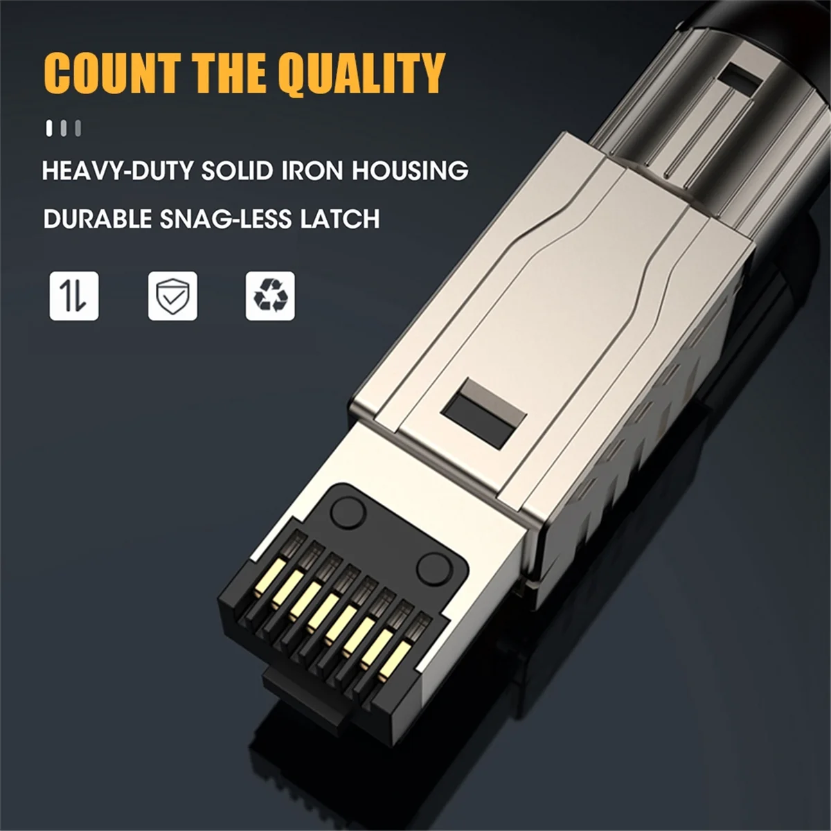 1Pcs RJ45 Cat8 Ethernet Cable Connectors RJ45 Metal Tool Free Easy Termination Plug 2000MHz 40G LAN Cable 22AWG - 24AWG