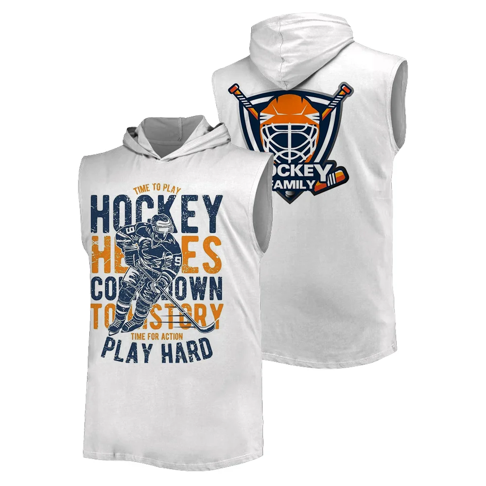 

2025 summer hot sale 3D printing fun hockey Elements fitness Sports hooded vest breathable quick dry loose men's tank tops