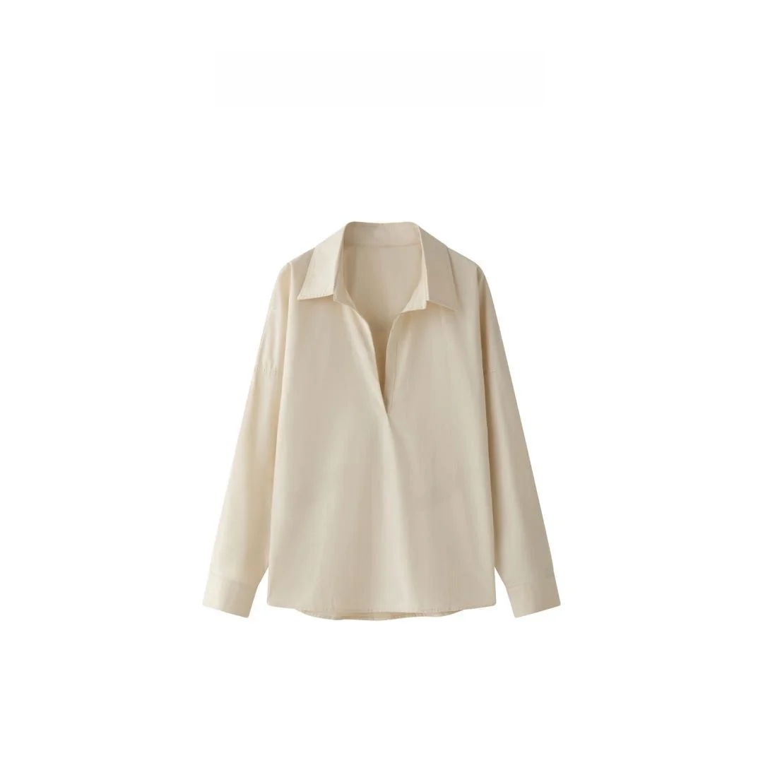 

Женская повседневная хлопковая кофта LBT свободного кроя с длинным рукавом и V-образным вырезом, весна-осень, простой дизайн, элегантный стиль