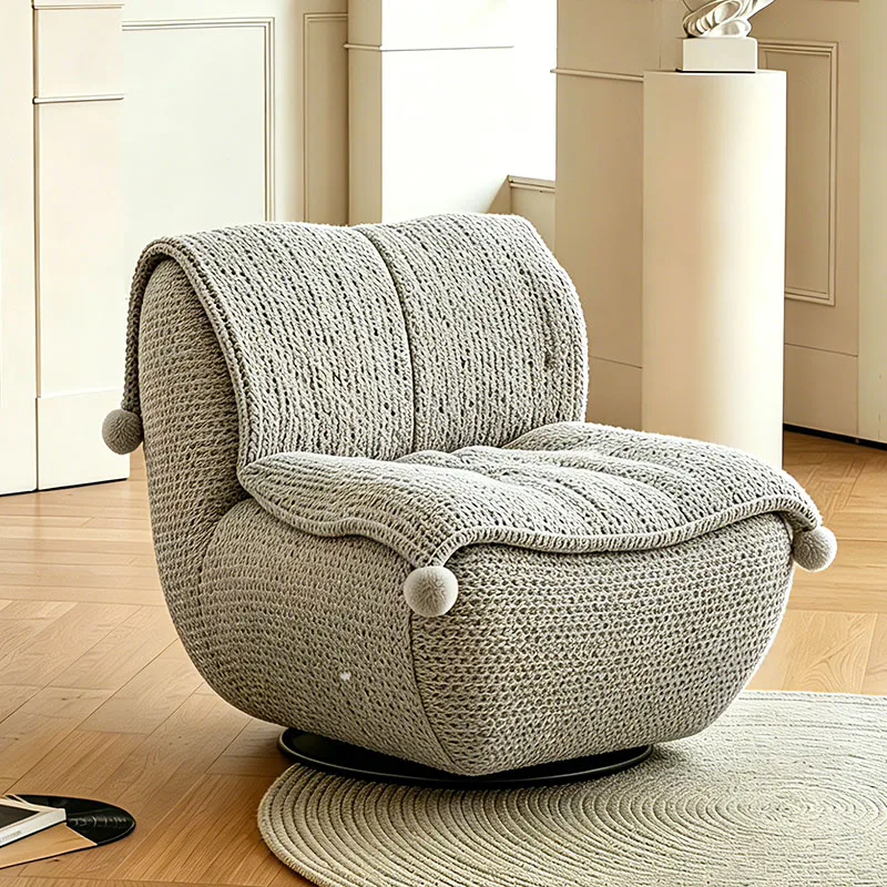 Creative upholstered rotating chair luxury single sofa chair modern washable leisure chair home