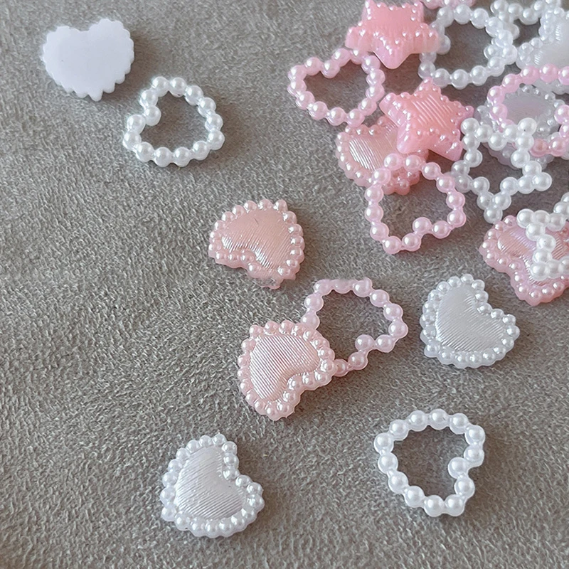 6 شبكة مختلطة لؤلؤة القلب مسمار الراين 3D الحب القلب ستار مسمار سحر لمسمار الفن مانيكير مجوهرات اكسسوارات #3