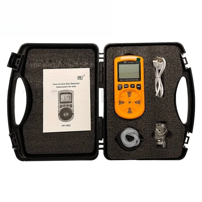 HTI HT-1805 4 In 1 Gas Analyzer Detector Portable O2 CO H2S LEL Tester Toxic And Harmful Gas Concentration Detection