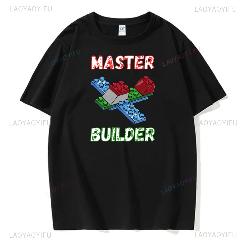 Master Builder Blocks Brick Airplane Funny Graphic Printed Man T-shirt Streetwear Hip Hop Casual Loose Women T Shirt Hipster Tee