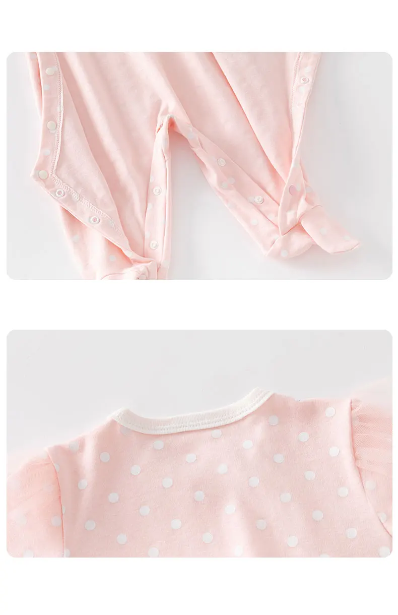 Langärmliger Baby-Strampler aus reiner Baumwolle, Schlafanzug für Neugeborene, Babykleidung für Mädchen, Fußbedeckender Anzug, Frühling und Sommer – Detail 8