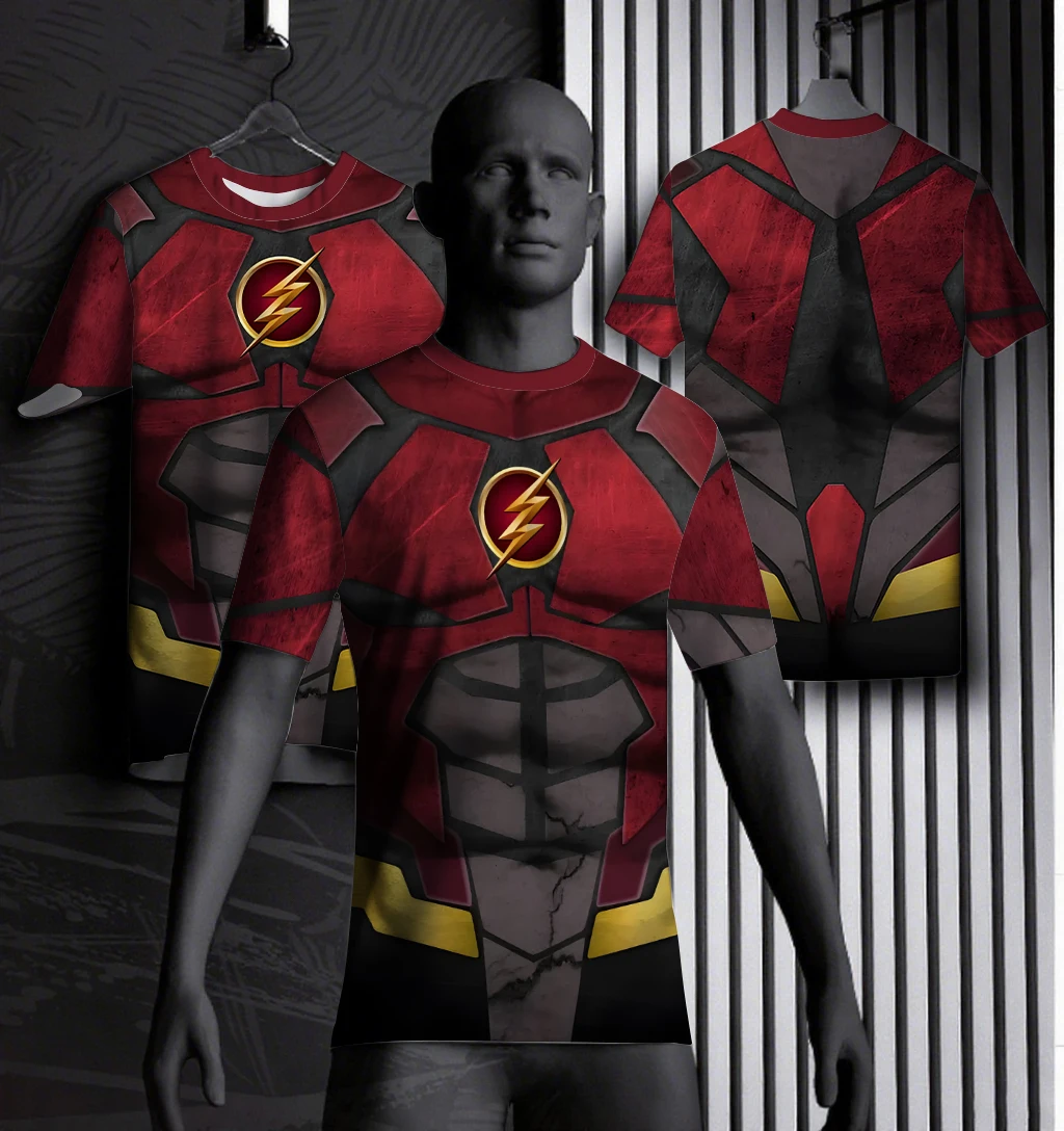 

Marvel Superhero Flash Suit DC Hero Armor Style 3D Printed T-Shirt Comfortable Halloween And Christmas Role-Playing Costume