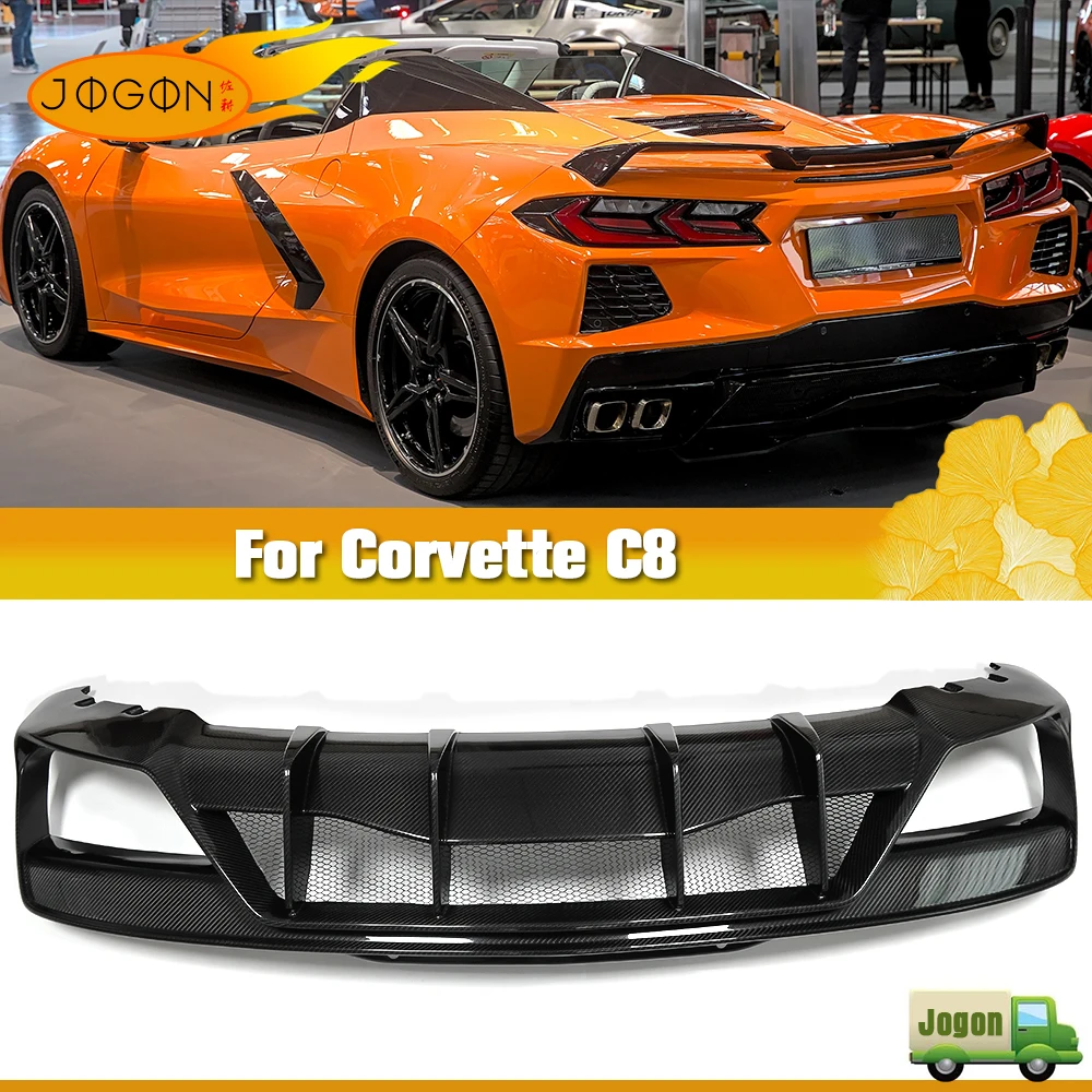 

JOGON Replacement Real Dry Carbon Fiber Rear Bumper Lip Exhaust Diffuser Cover For GMSV Chevrolet Corvette C8 Stingray 2020+