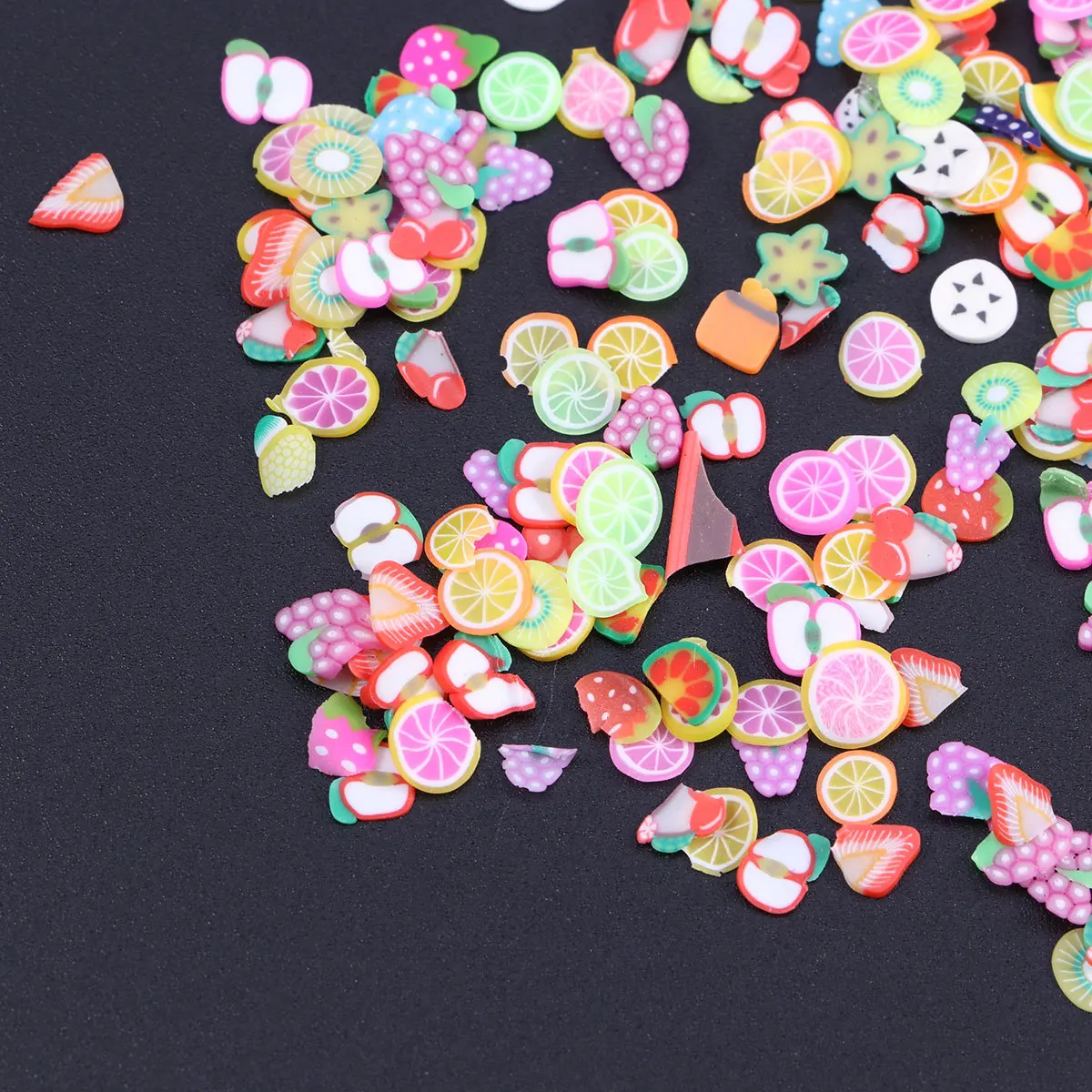 300Pcs Clay Fruit Slice Nail Art Decorations DIY 3D Fruit Pieces for Nails Home Salon Use Variety Pack of Watermelon Strawberry