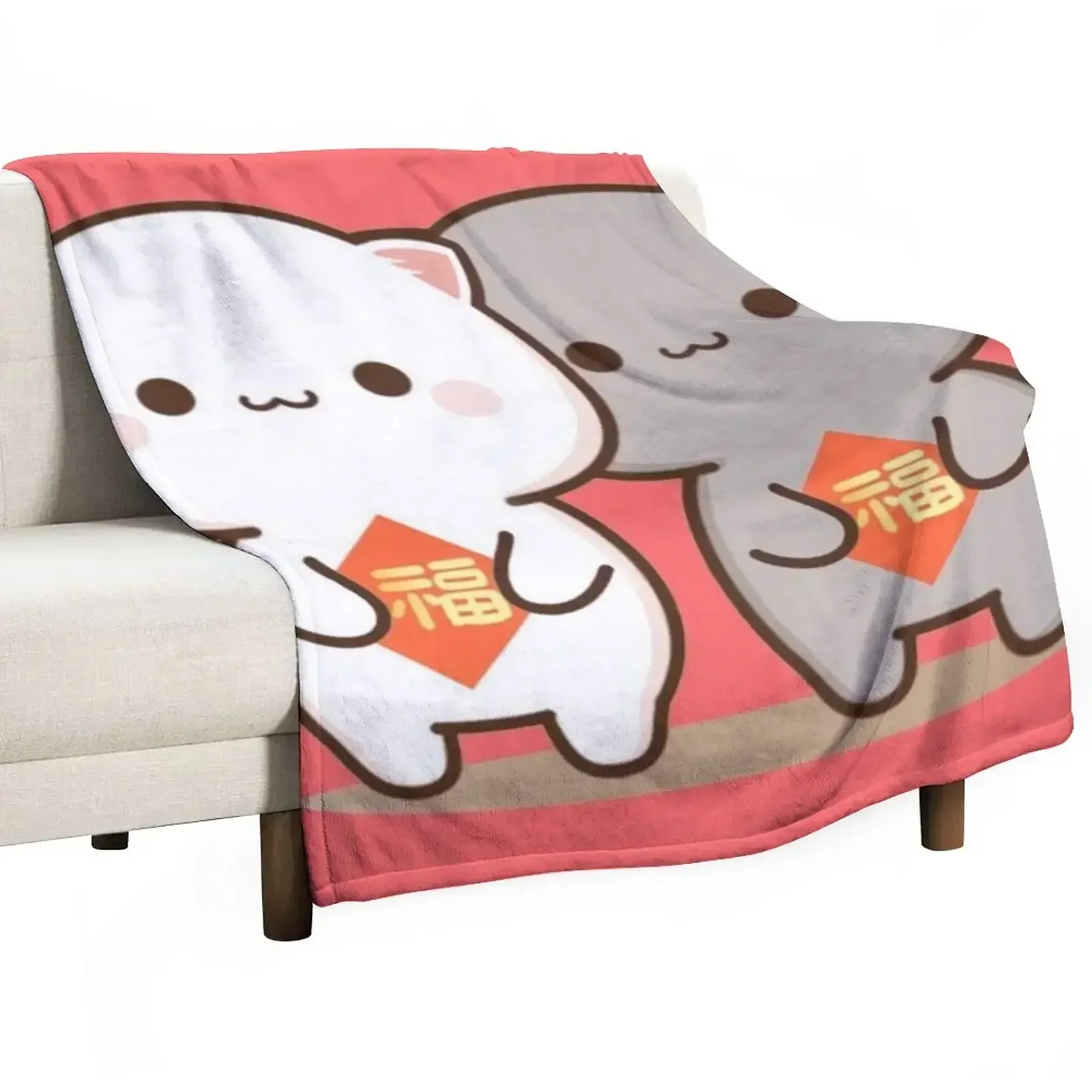Cute peach and Goma couple Throw Blanket Designers Sofa Throw Flannels Single Beautifuls Sofa Blankets