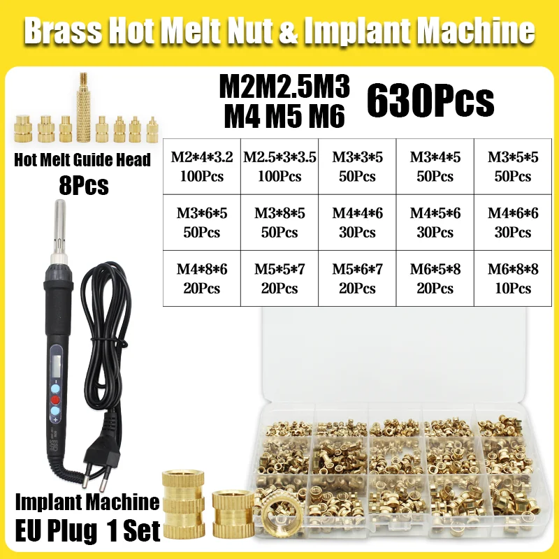 Messing-Wärmeeinsatzmutter 60W Lötkolben-Set mit Einstellbarer Temperatur LCD-Lötwerkzeug Kupfermuttereinsätze für 3D-Drucker-Zubehör – Detail 20