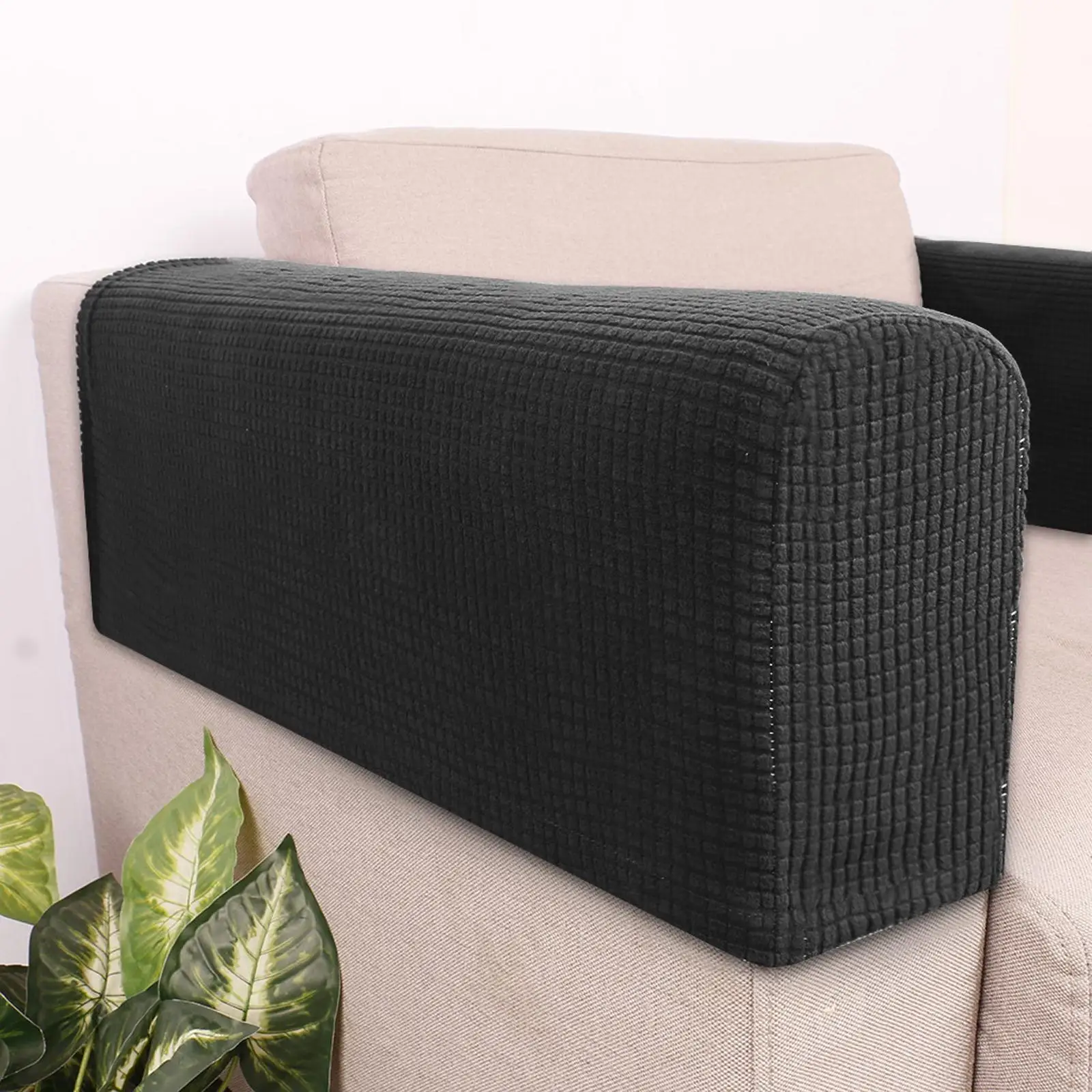 1 Pair Sofa Armrest Cover Soft Polyester Jacquard Stretchable Slipcover Arm Covers for Recliner Loveseat Couch Arm Protector