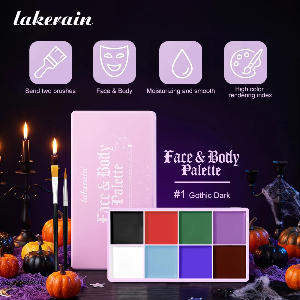 Body Face Painting Palette Highly Pigmented Moisturizing Waterproof Silky Creamy Texture Come With 2 Brushes Body Face Palette