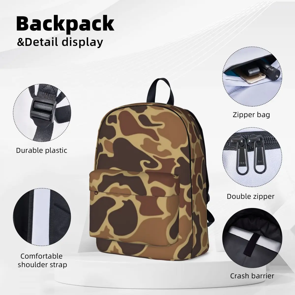 Duck Camo Backpacks Large Capacity Student Book bag Shoulder Bag Laptop Rucksack Fashion Children School Bag