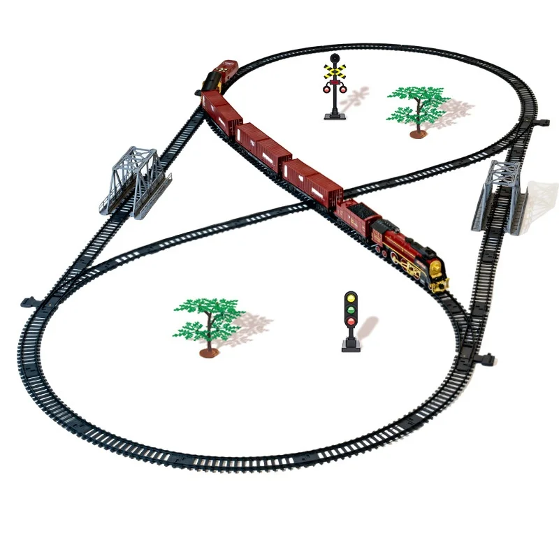クリスマスレトロ蒸気機関車電動リモコン列車おもちゃ喫煙シミュレーション音と光の線路男の子のホリデーギフト