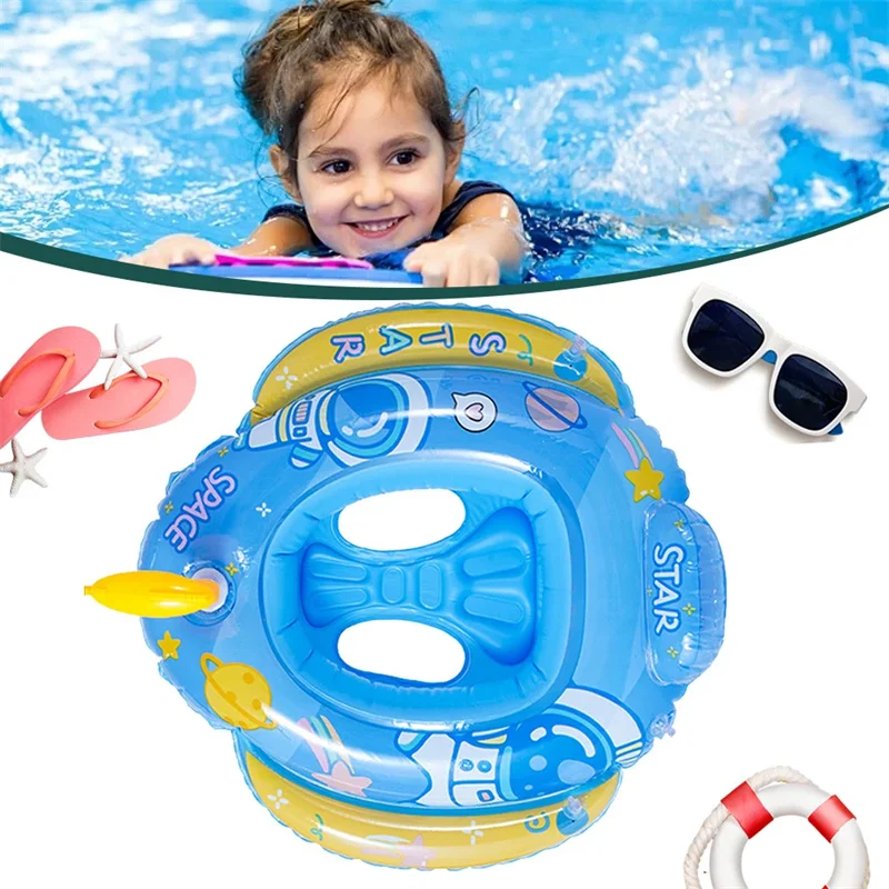 Giocattolo dell'acqua per bambini dei cartoni animati Sedile galleggiante con pistola ad acqua Cerchi di nuoto gonfiabili in PVC addensato Giocattoli estivi per feste in piscina per bambini