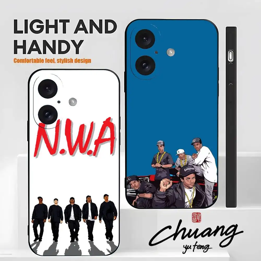 NWA Rap N-Niggaz Wit Attitudes Phone Case Stylish Black Matte TPU Case For 11-16. Anti-slip And Wear-resistant #2