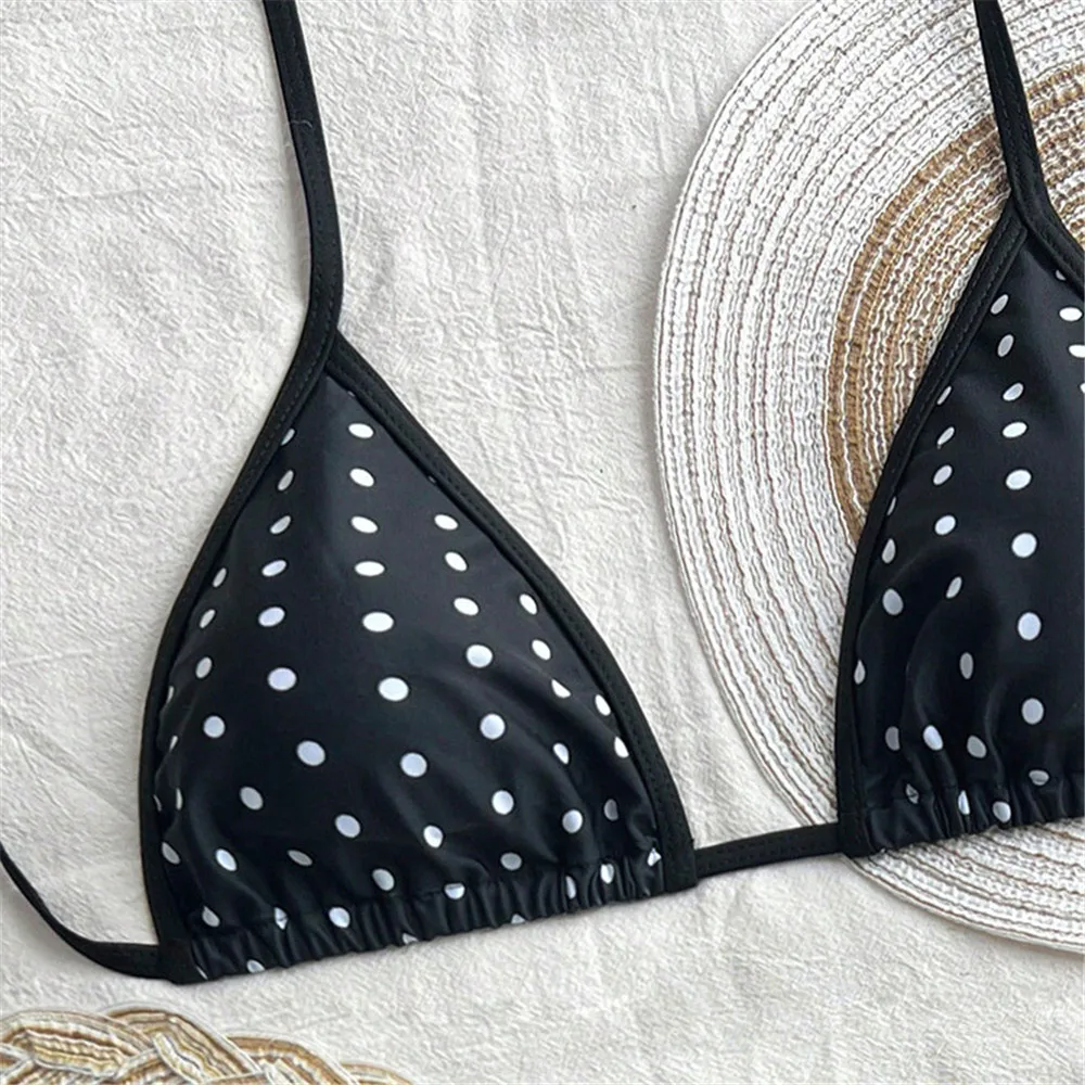 Leuke Dot Print Halter String Driehoek Bikini Sets Verstoorde Badmode Sexy Badpak Vrouwen 2026 Strand Zwemkleding Pak Bikini