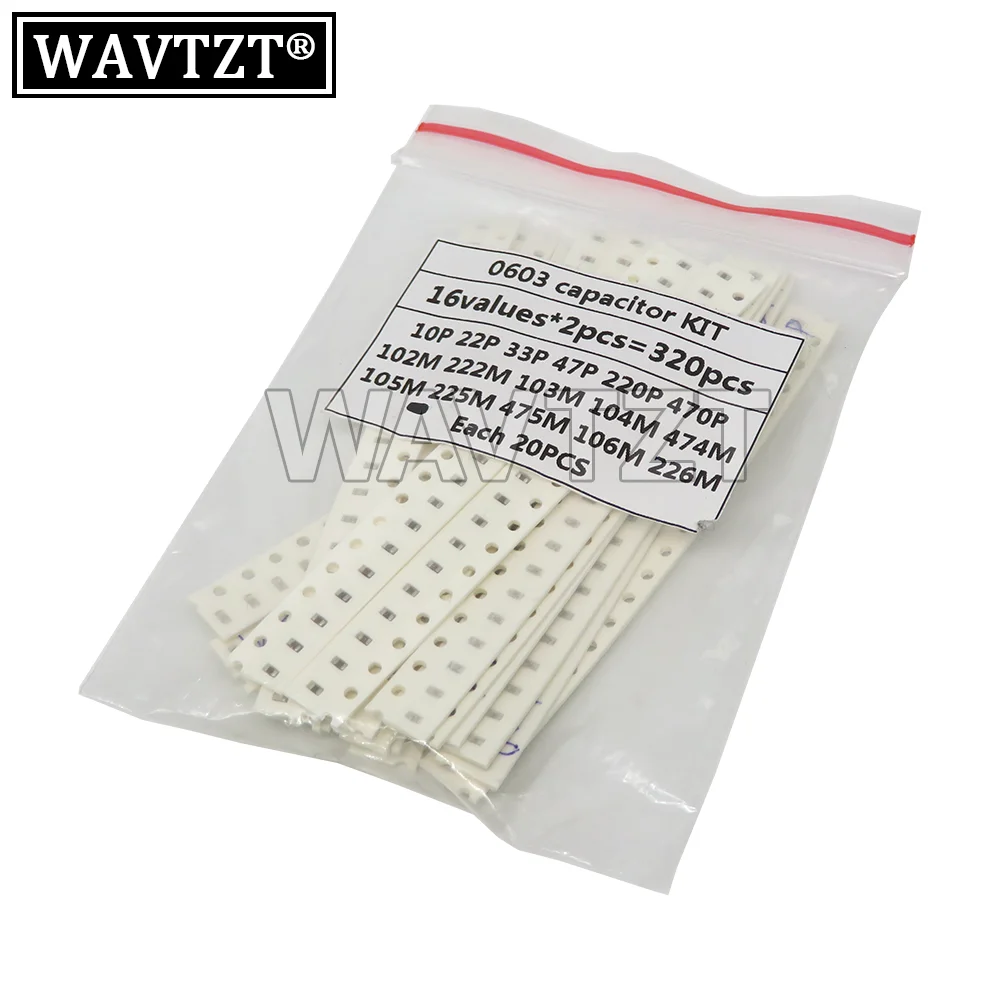 16values*20PCS=320PCS 0603 SMD Capacitor assorted kit 10pF-475M component diy samples kit