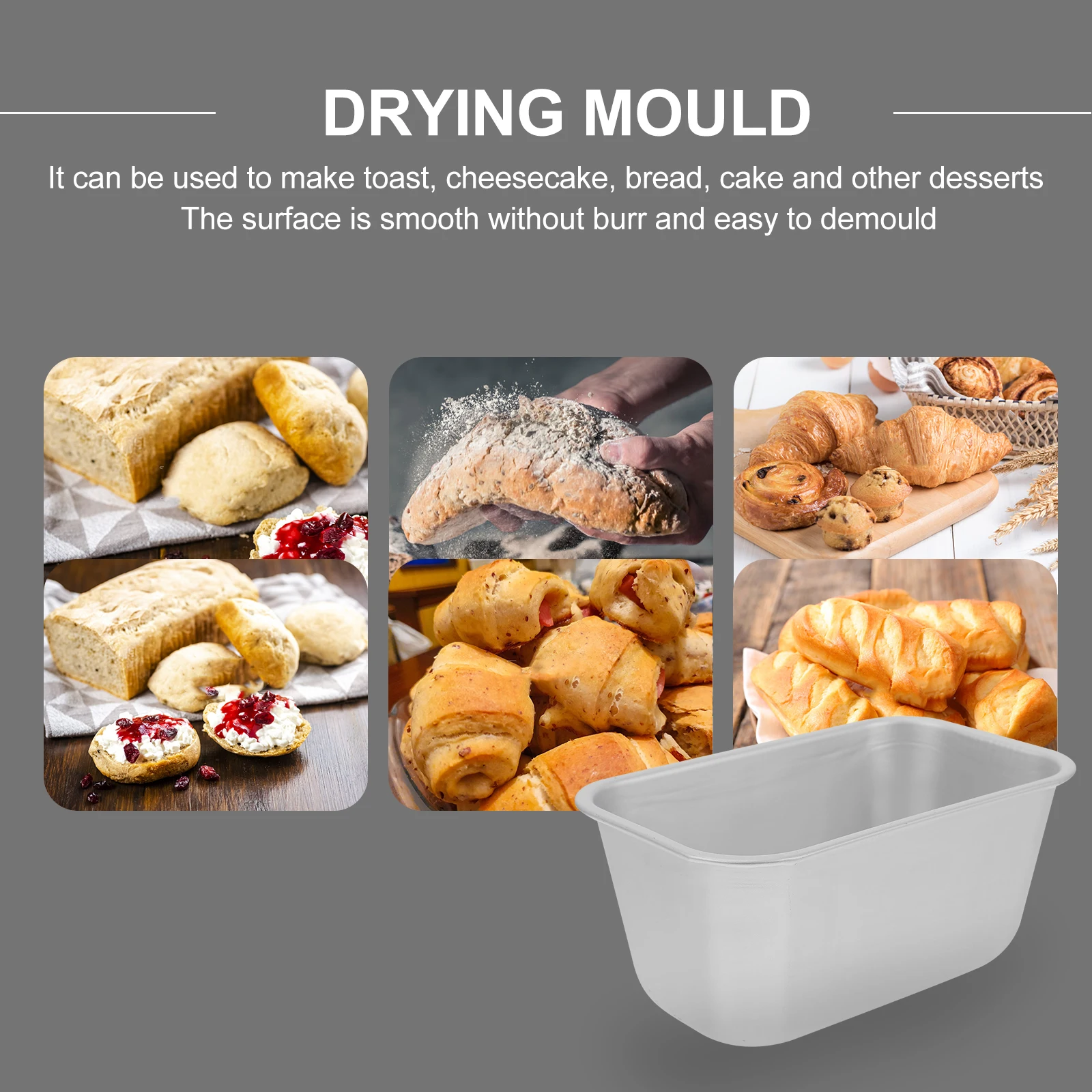 

6 Pcs Rectangular Cake Mold Making Tool Butter Molds for Homemade Food Biscuit Dessert Silver Baking Bread