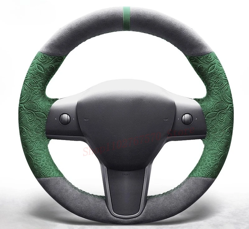 

Сшитый вручную противоскользящий впитывающий пот замшевый чехол на руль для Tesla Model Y 3 X S, аксессуары для салона автомобиля