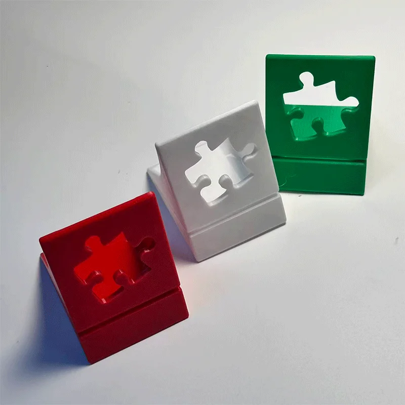 3-Piece Puzzle Box Holder Set - White Green Red Single Size 8.4x8x6cm (3.3x3.1x2.4 Inches) for Puzzle Lovers And Collectors