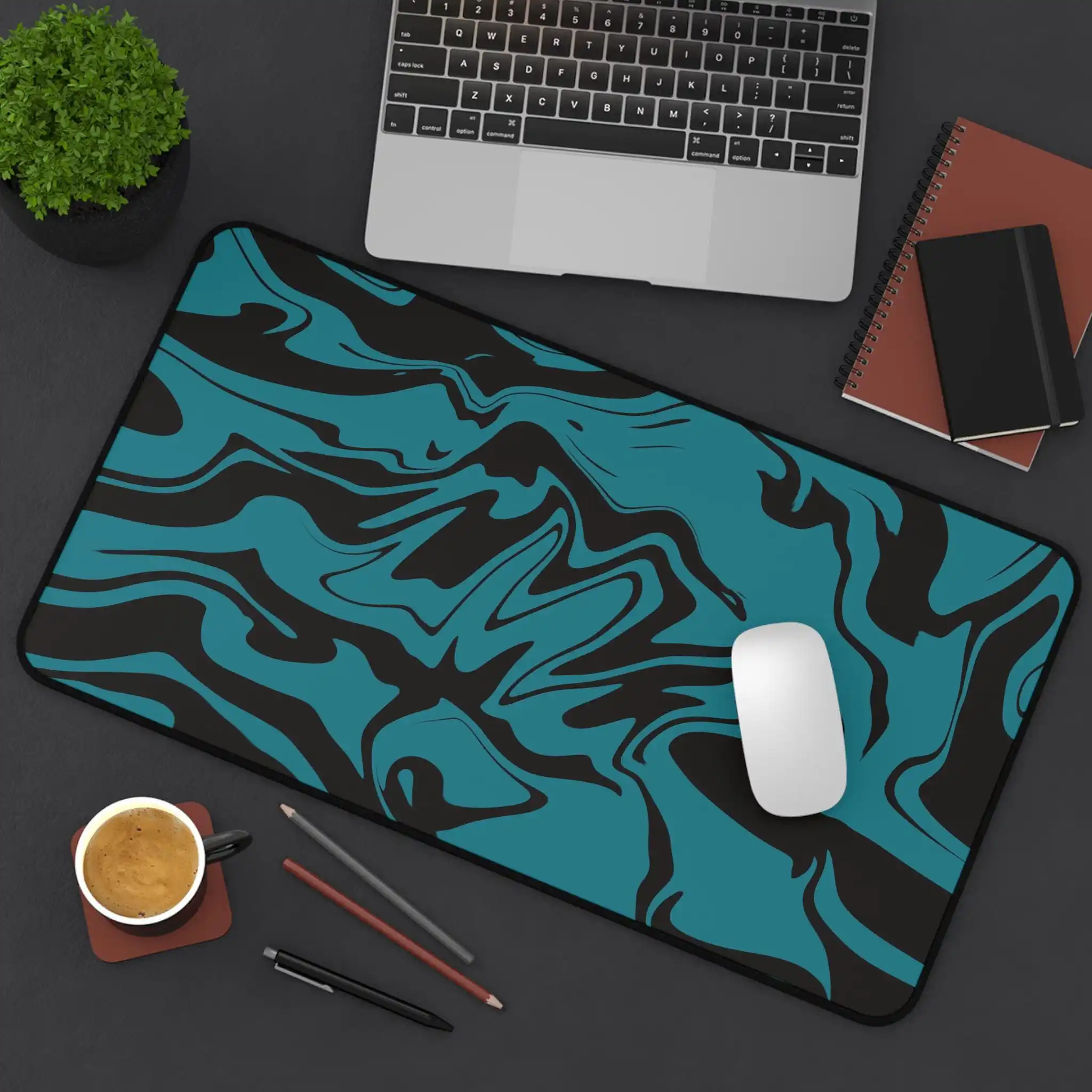 

Blue and Black Liquid Pattern Mouse Pad, Suitable for Home Office, Gamer Desk Accessories, and A Gift for Creative Enthusiasts