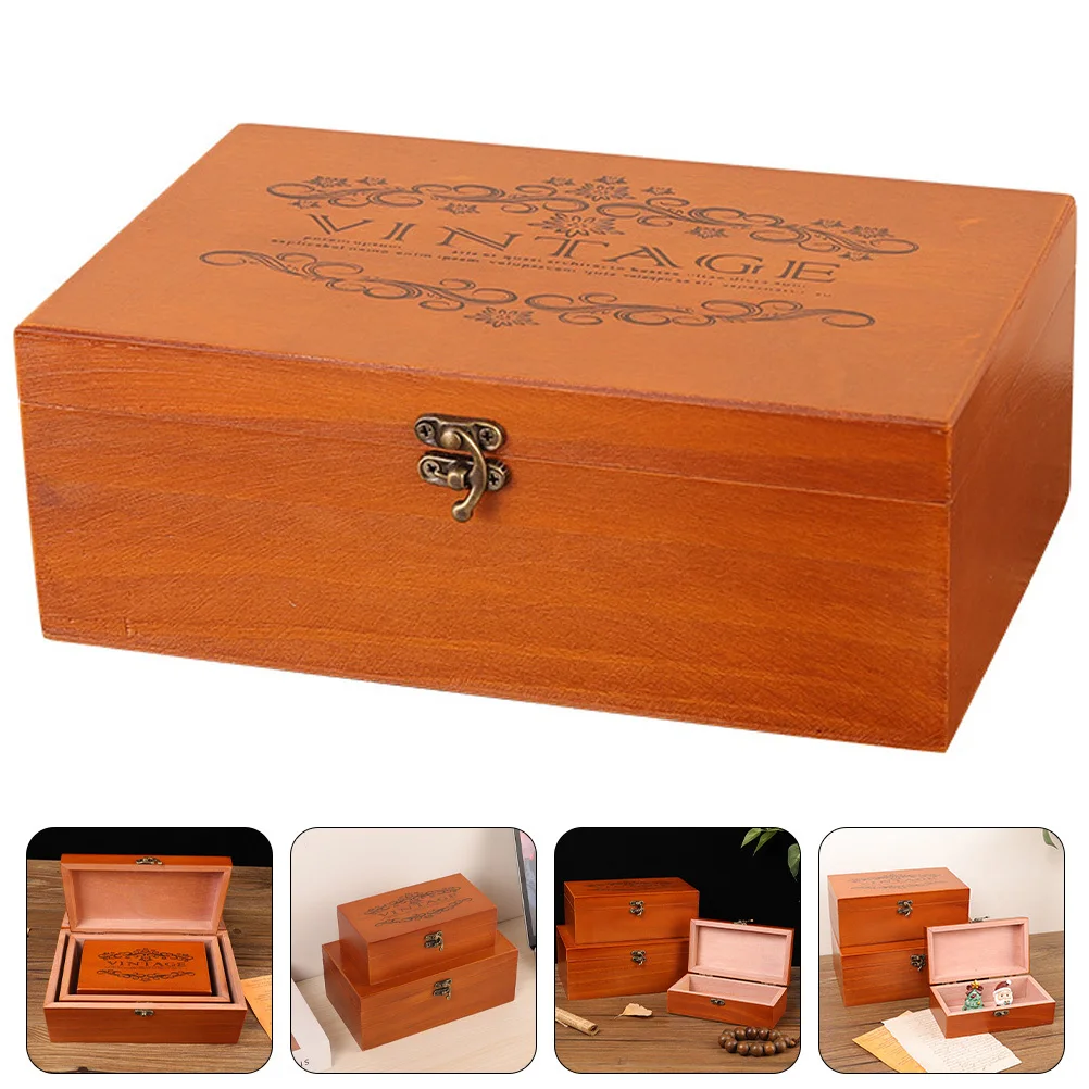 

Wooden Jewelry Storage Box Vintage Style Household Organizer Lidded Trinket Keepsakes Case Wooden Storage Box Jewelry Organizer