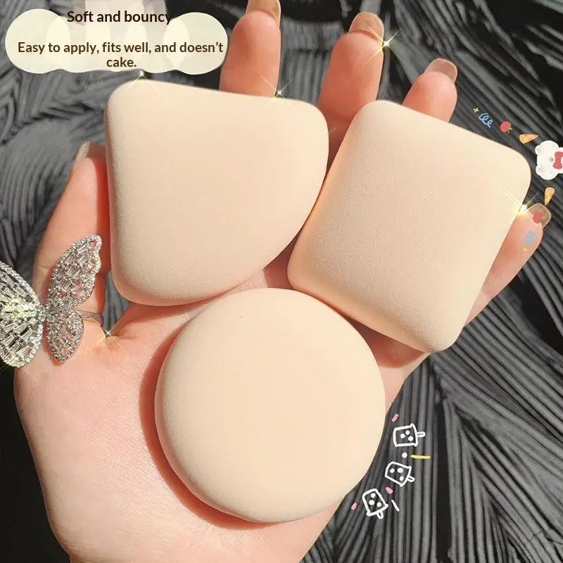 5pcs Round Square Triangle Shape Makeup Sponge Puff Dry Wet Dual-use Soft Cotton Candy Air Cushion Foundation Powder Puff