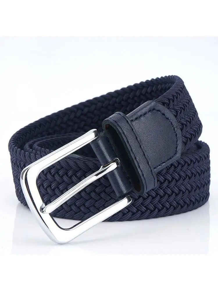 

High End Wide Canvas Elastic Belt Men Women Needle Buckle Students Weave Many Colors Choose Jeans Casual Pants Korea 105-125CM