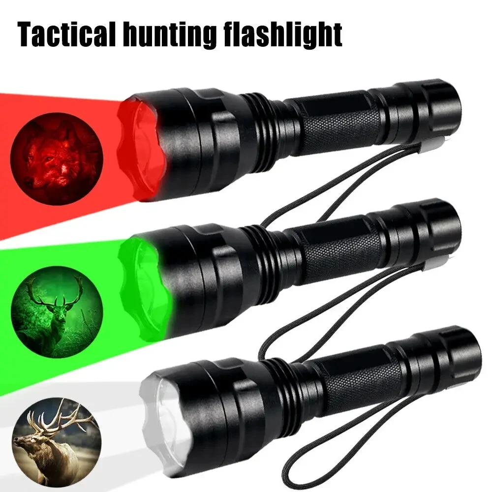 Professional C8 Green Red Hunting Flashlight Tactics Night Reconnaissance 1-Mode LED Lantern Outdoor Portable Waterproof Torch