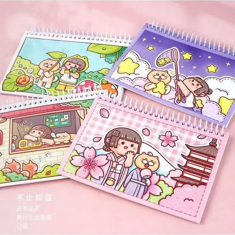 Small Mochi Double Side Cartoon Cover Pocket Book Release A4/A5 Pocket Book Tape Storage Book Children's Handwork