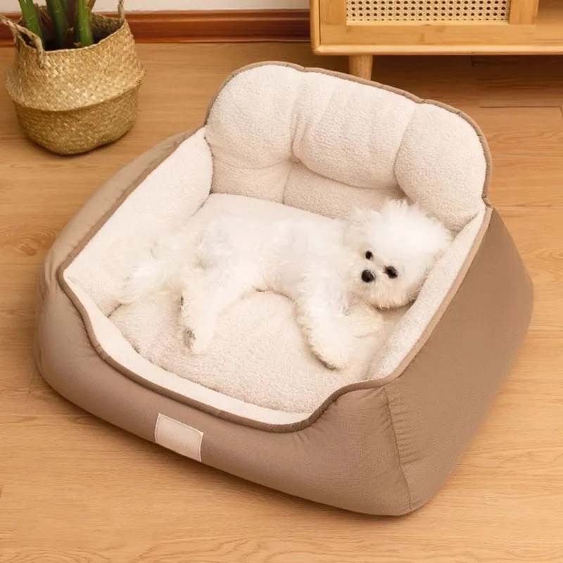 Kawaii Cozy Plush Pet Bed Warm Washable Fluffy Sofa Toys Medium Dog Bed Kennel Indoor Blanket Coussin Pour Chien Accessories