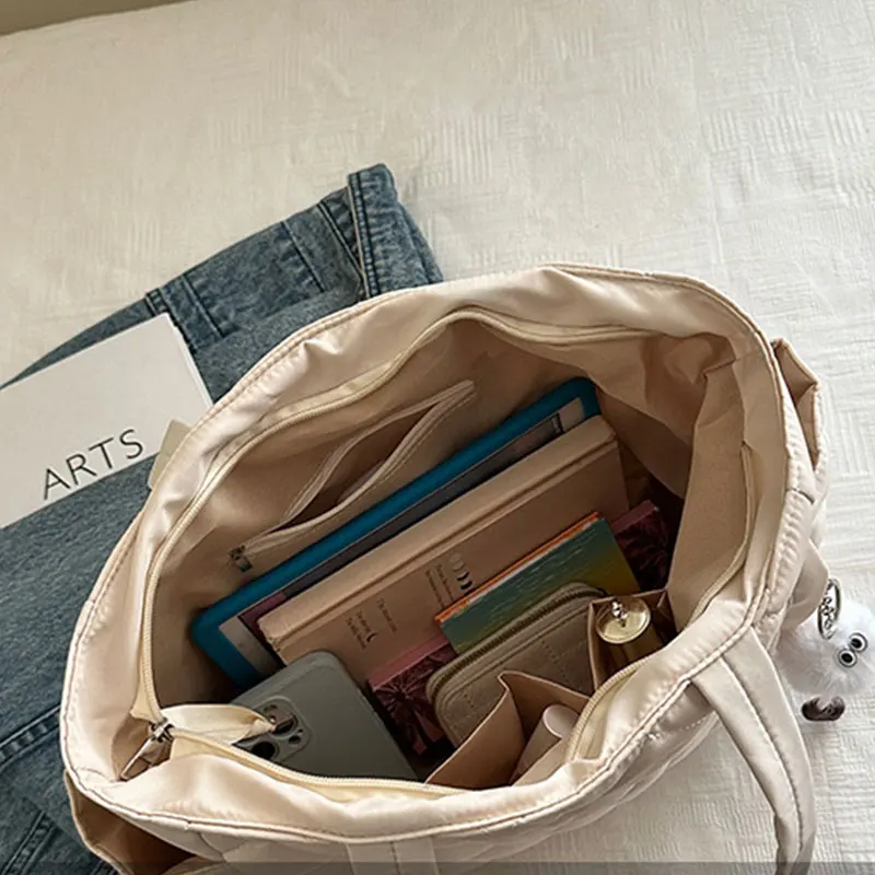 حقيبة كتف ذات سعة كبيرة للنساء على الطراز الكوري مع قلادة للعمل والمكتب والتنقل للاستخدام اليومي غير الرسمي #6