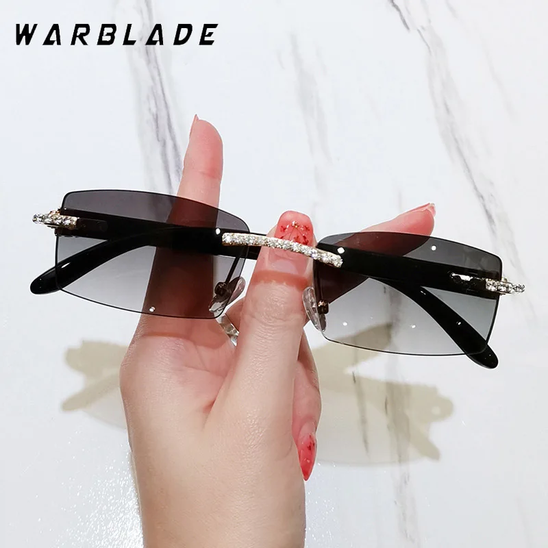 Retro Small Rectangle Rimless Sunglasses Men Women 2025 Luxury Brand Frameless Sun Glasses For Male Vintage Eyewear Shades UV400