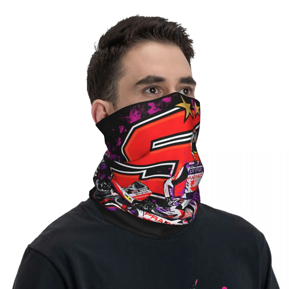 Johann Zarco Number 5 Racing Moto GP Bandana Neck Gaiter Motocross Wrap Scarf Multi-use Balaclava Cycling Unisex Adult Washable