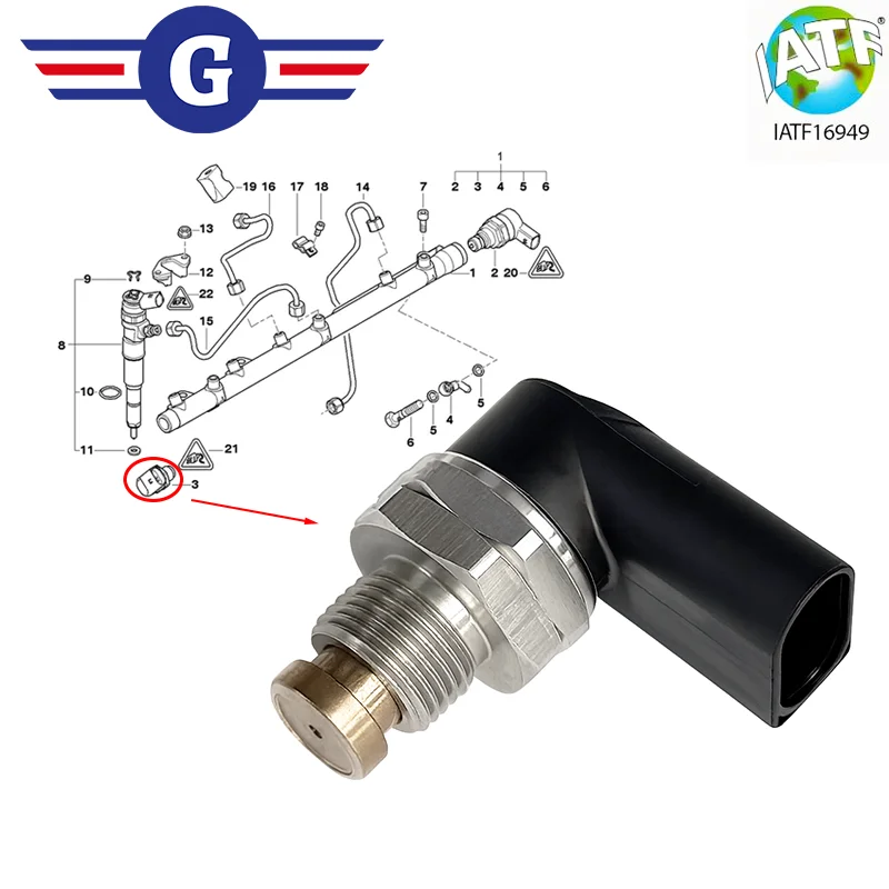 

For 0281002497 13577787167 77787167 BMW 1 3 5 6 7 X3 X5 X6 Series E87 E46 E60 E63 E65 Fuel Pressure Sensor SU14691