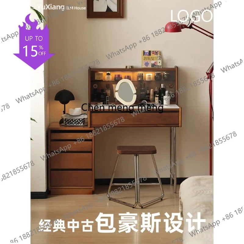 M183 boxwood solid wood retractable dresser makeup table medieval bedside chest integrated desk